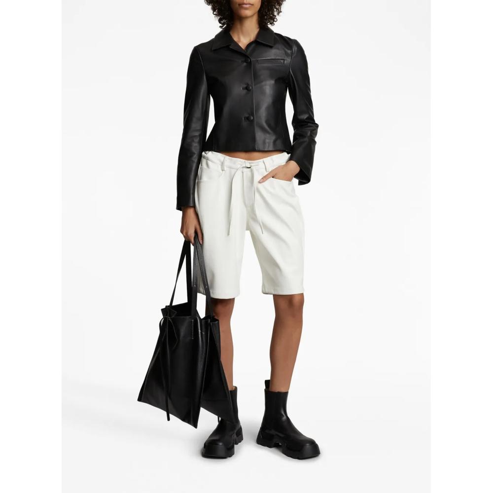 faux-leather knee-length shorts 2