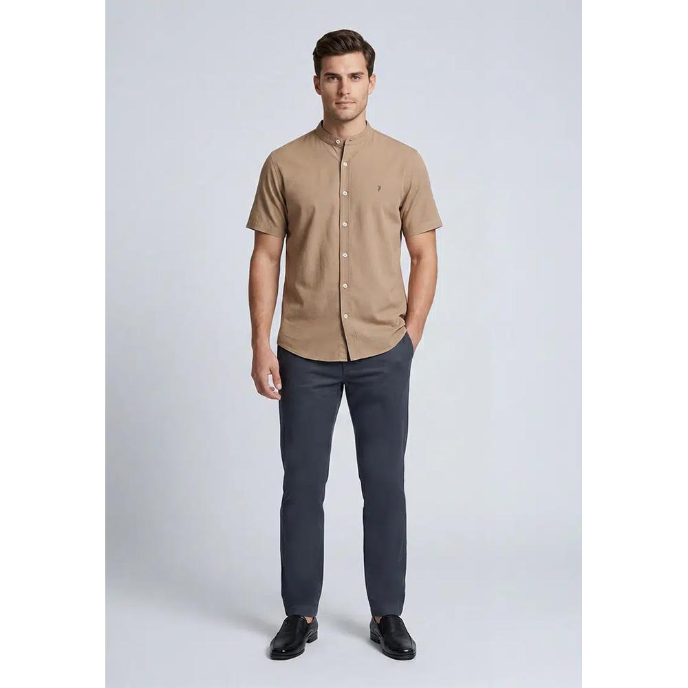 Polo Haus - Мужская льняная смесовая рубашка Signature Fit SS MBSS185C05 5