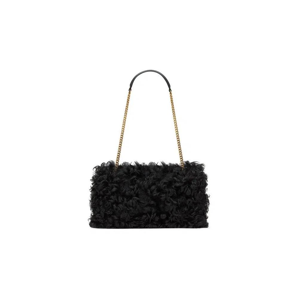 Сумка через плечо Saint Laurent Jamie Medium In Shearling «Nero/Nero» 2