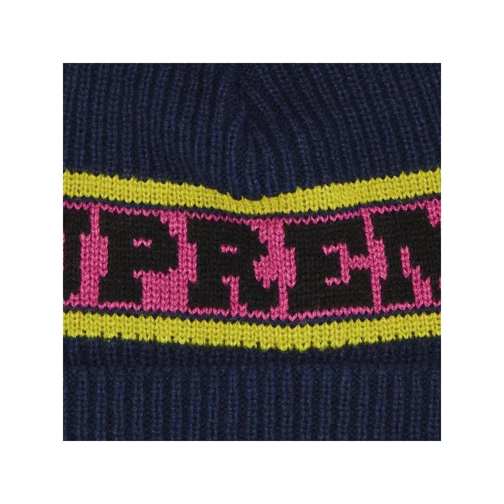 Шапки Supreme Big Stripe Beanie 'Navy' 3