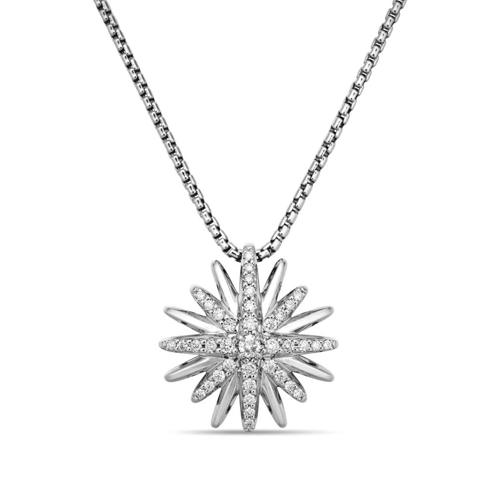 Серебряное колье Starburst с бриллиантами (19 мм) 1