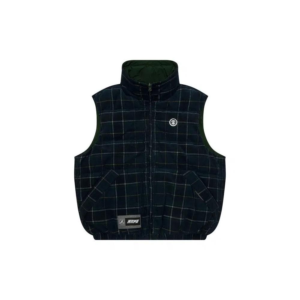Жилеты AAPE Moonface Logo Check Zip-Up Vest 'Темно-синий/Зеленый' 1