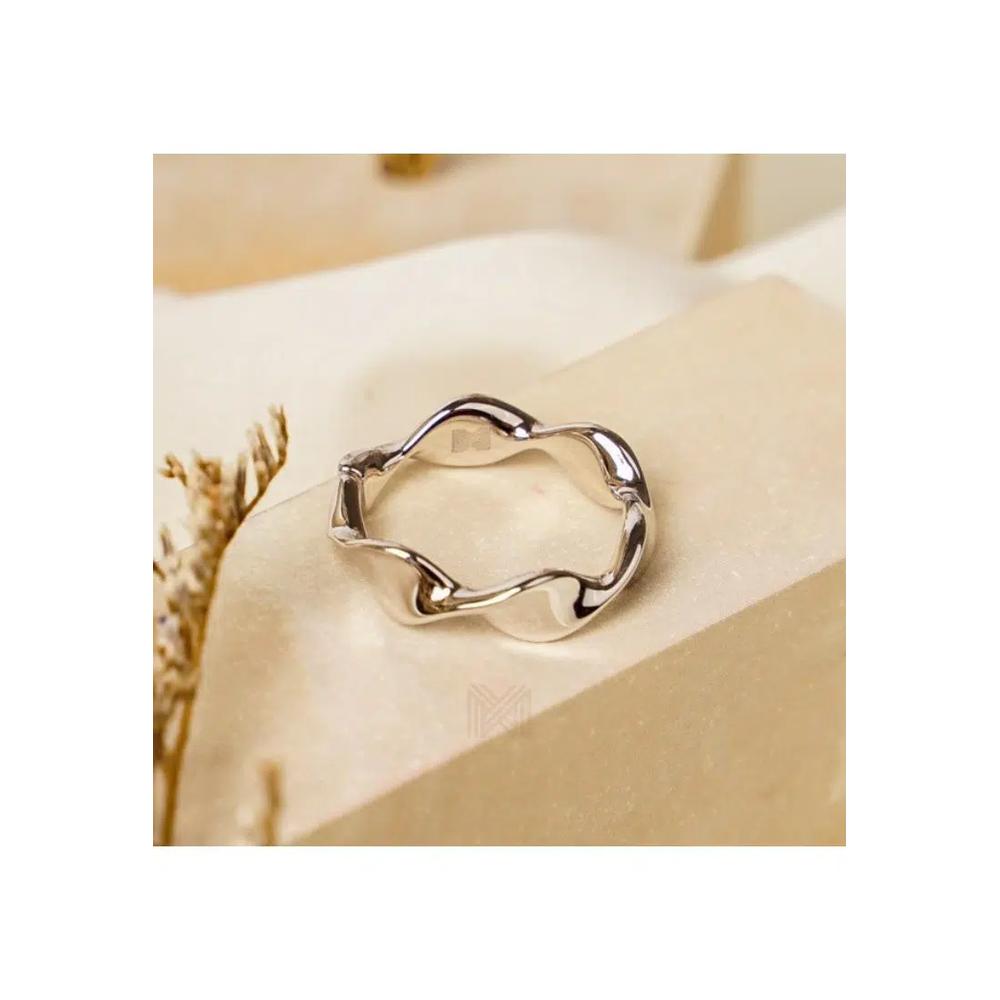 Millennia 2000 Organic Wave Stackable белое золото кольцо с 925 стерлинговым серебром 2