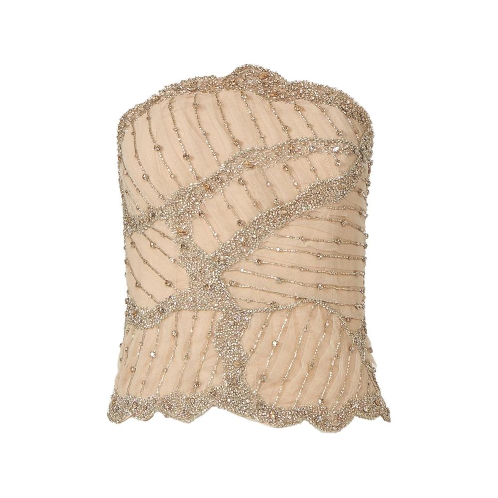 Fiori crystal-embellished silk georgette bustier top 1