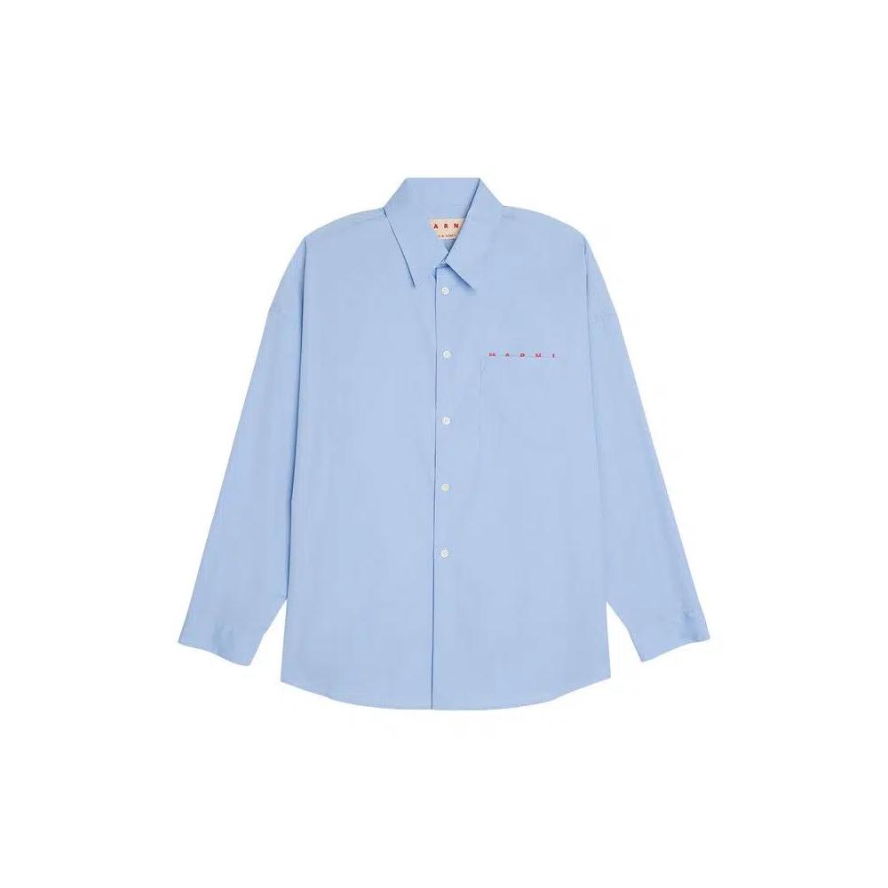 Рубашки на пуговицах Marni Logo Popeline Shirt 'Iris Blue' 1