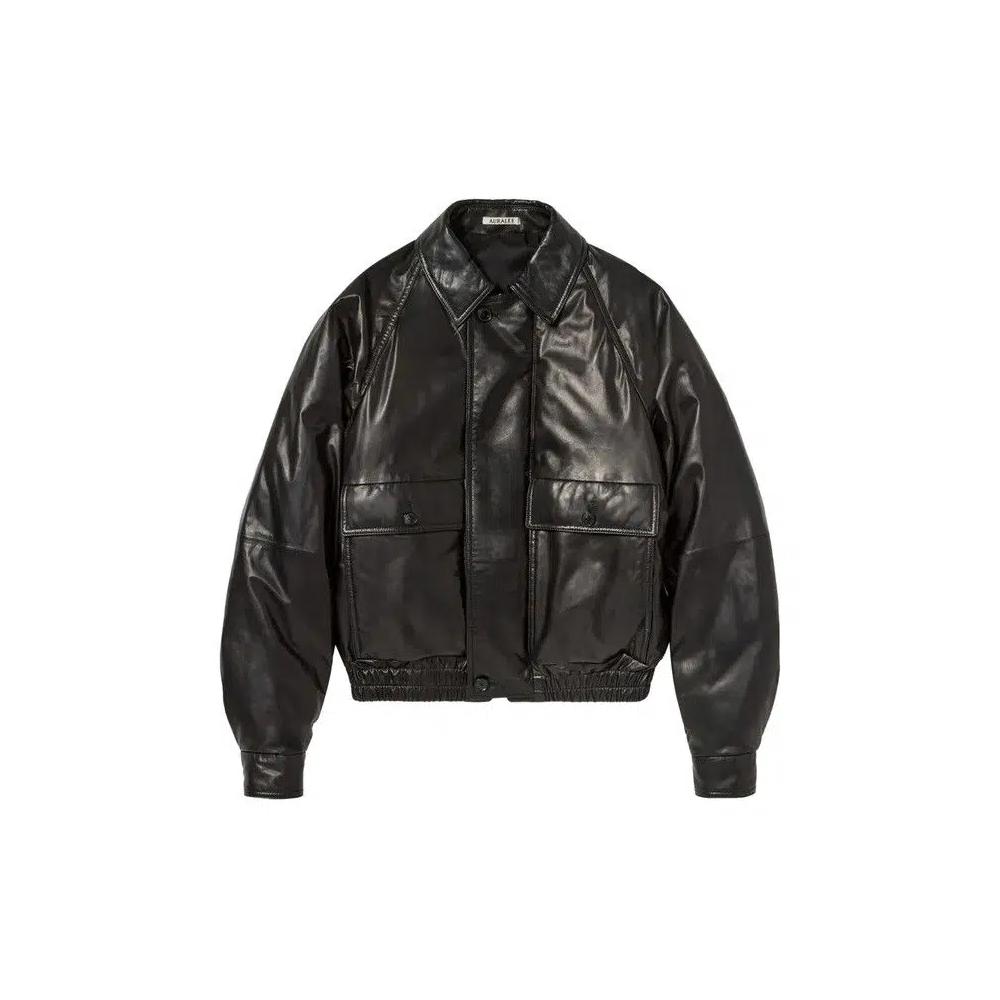 Блузы Auralee Fine Calf Leather Down Blouson 'Black' 1