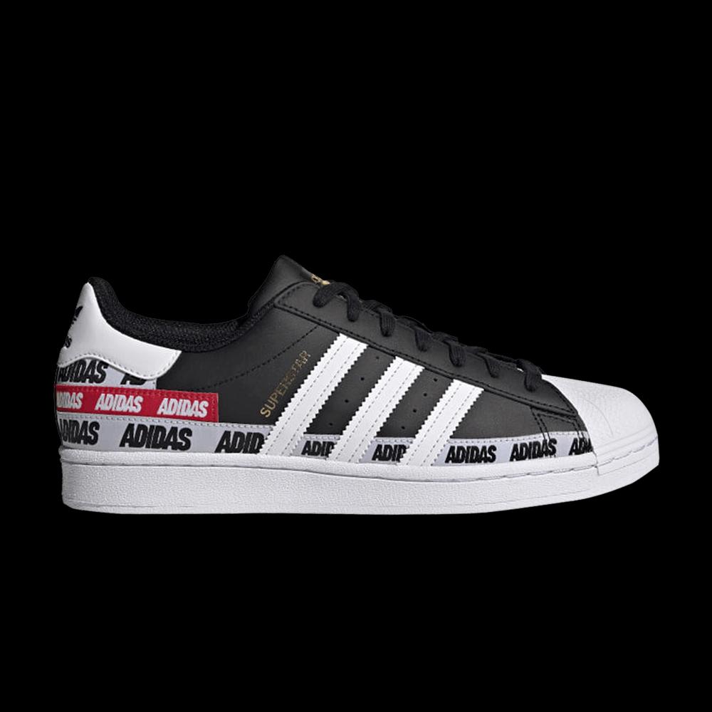 Кроссовки Adidas Superstar «Wordmark Heel Stripe - Core Black» 1