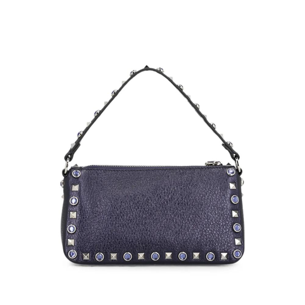 Маленькая сумка на плечо Rockstud из телячьей кожи с заклепками и камнями. 2