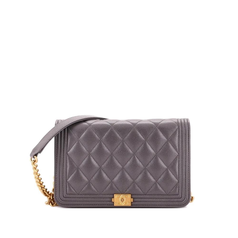 Стеганая сумка через плечо Boy Wallet on Chain Quilted Caviar 1