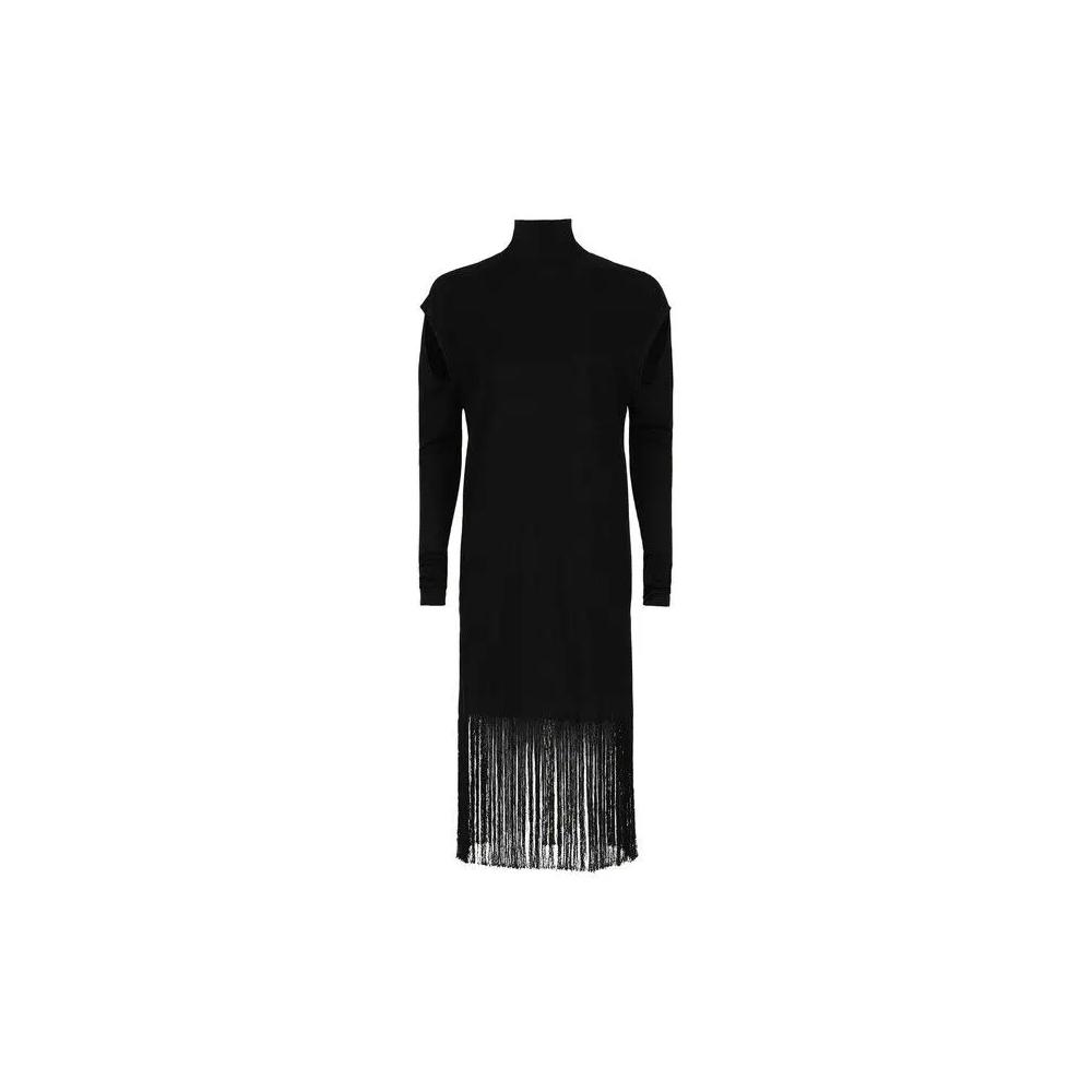 Платья миди Ferragamo Cutout/Fringe Hem Dress 'Black' 1