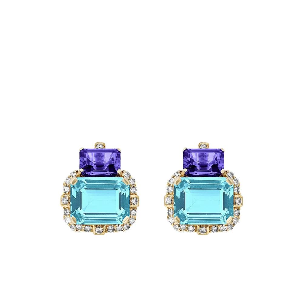 Серьги Gossip Two Tier из желтого золота с камнями 1