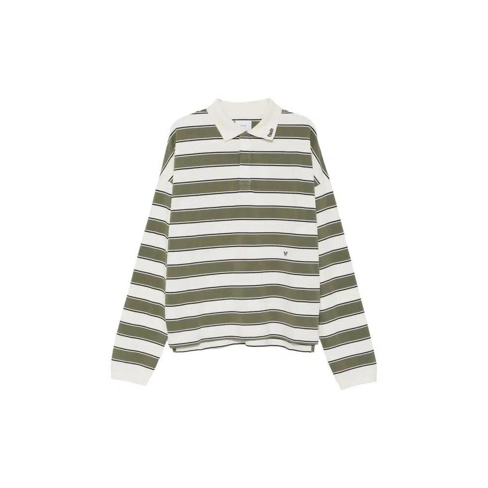 Поло Rhude Fontaine Striped Long-Sleeve Polo Shirt 'Кремовый/Оливково-Зеленый' 1