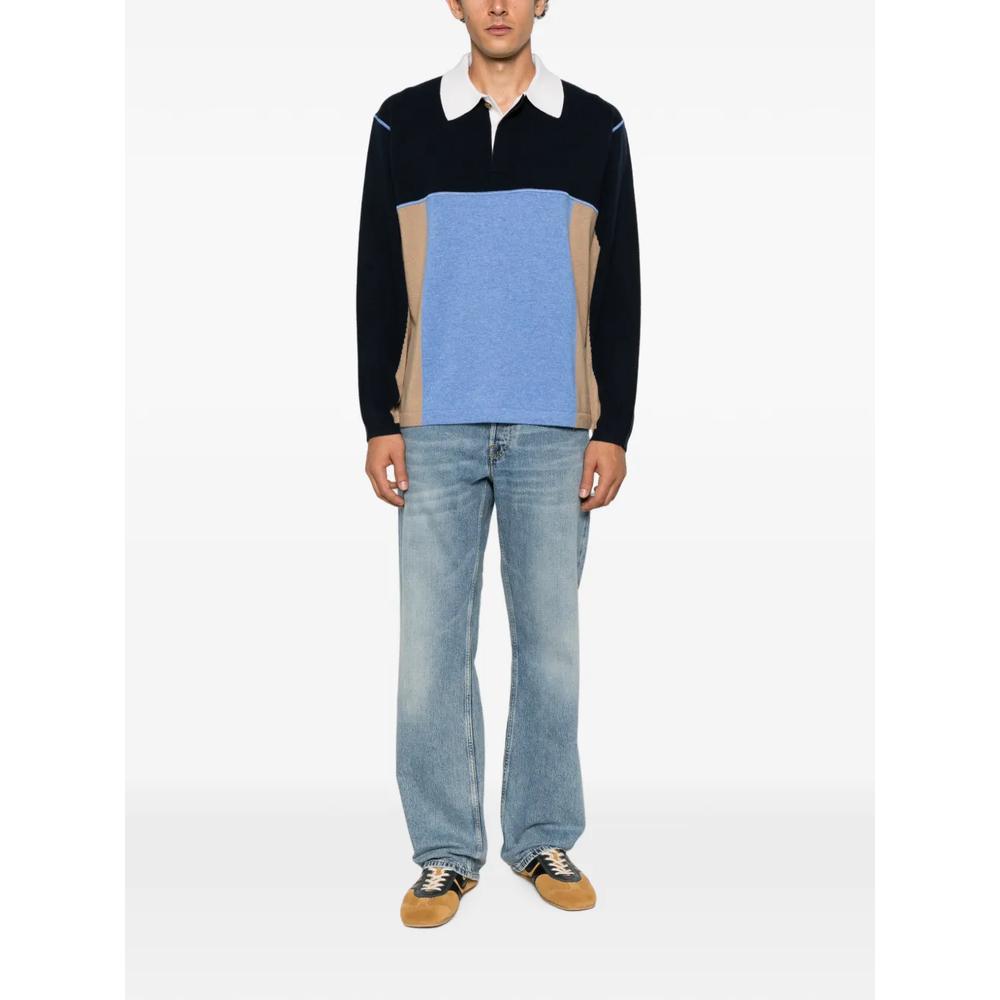 colour-block long-sleeve polo shirt 2
