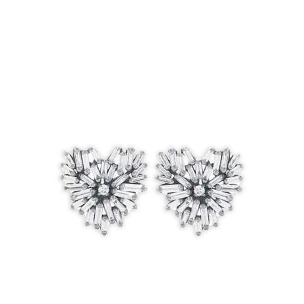 18K white gold small Heart diamond earrings 1
