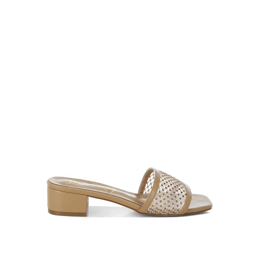 Бежевые туфли-лодочки slip-on со стразами 1