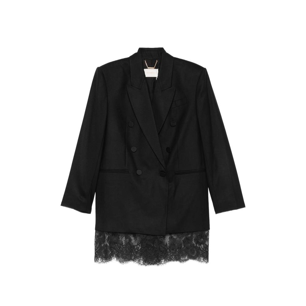 lace-trim double-breasted blazer 1