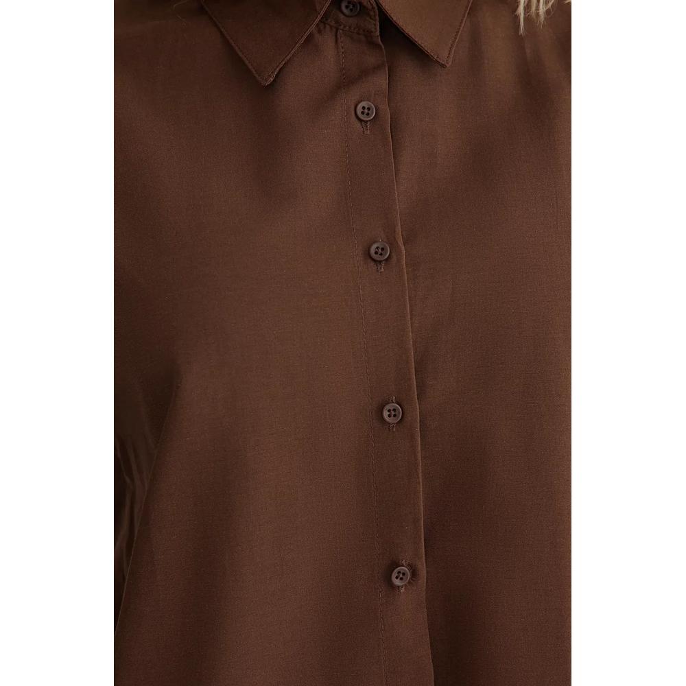 Коричневая рубашка из ткани, обычный крой 3