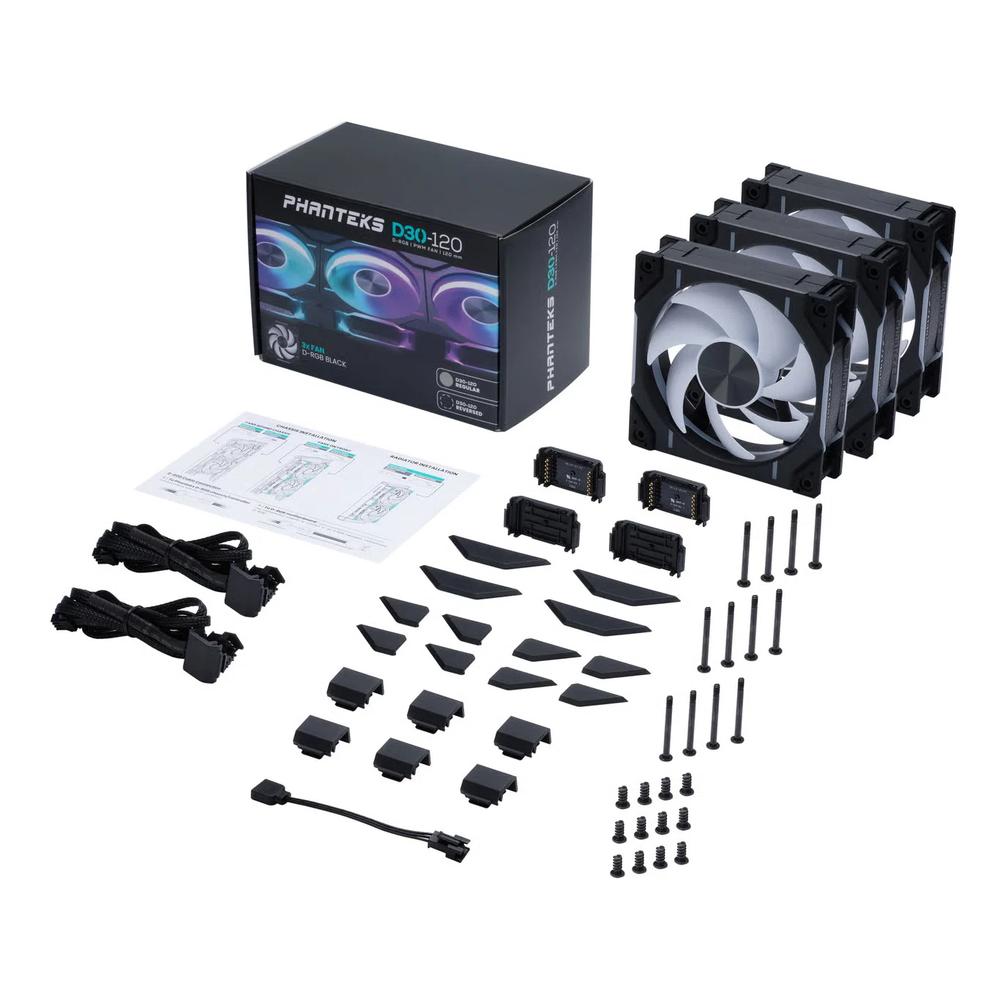 Phanteks D30 120mm PWM D-RGB вентилятор - Black (Triple Pack) 5
