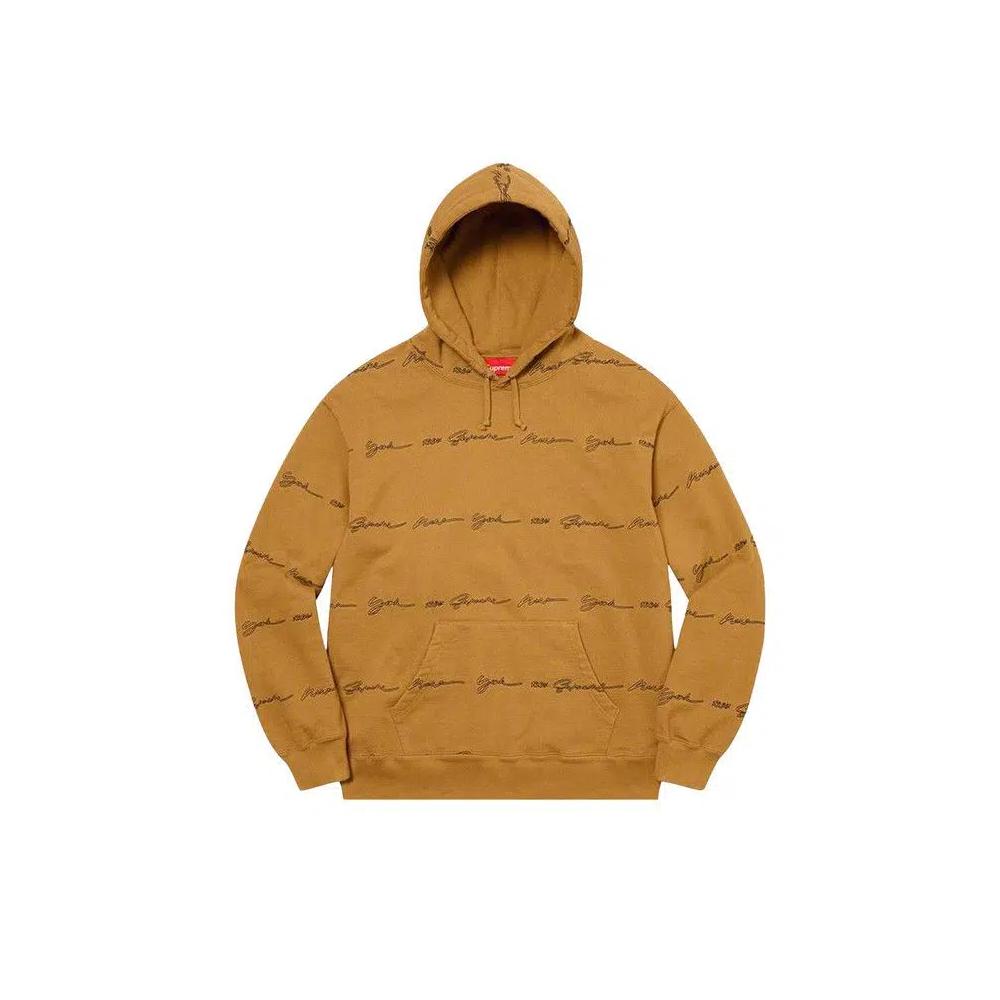Худи Supreme Script Stripe Hooded Sweatshirt 'Темная Горчица' 1