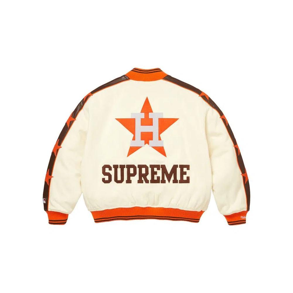 Университетские куртки Supreme x Mitchell & Ness Teams Varsity Jacket 'White' 2