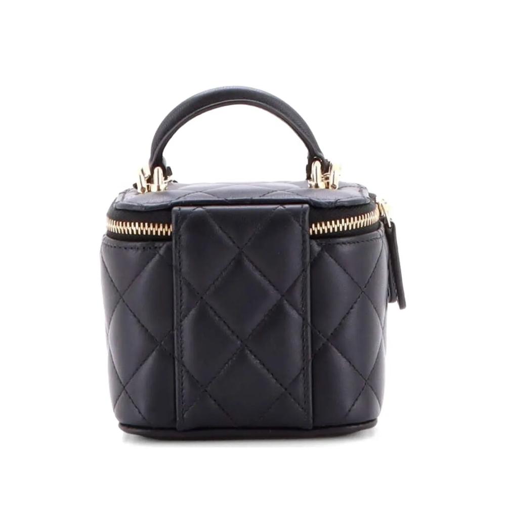 Стеганая мини-сумка через плечо Classic Top Handle Vanity Case с цепочкой 2