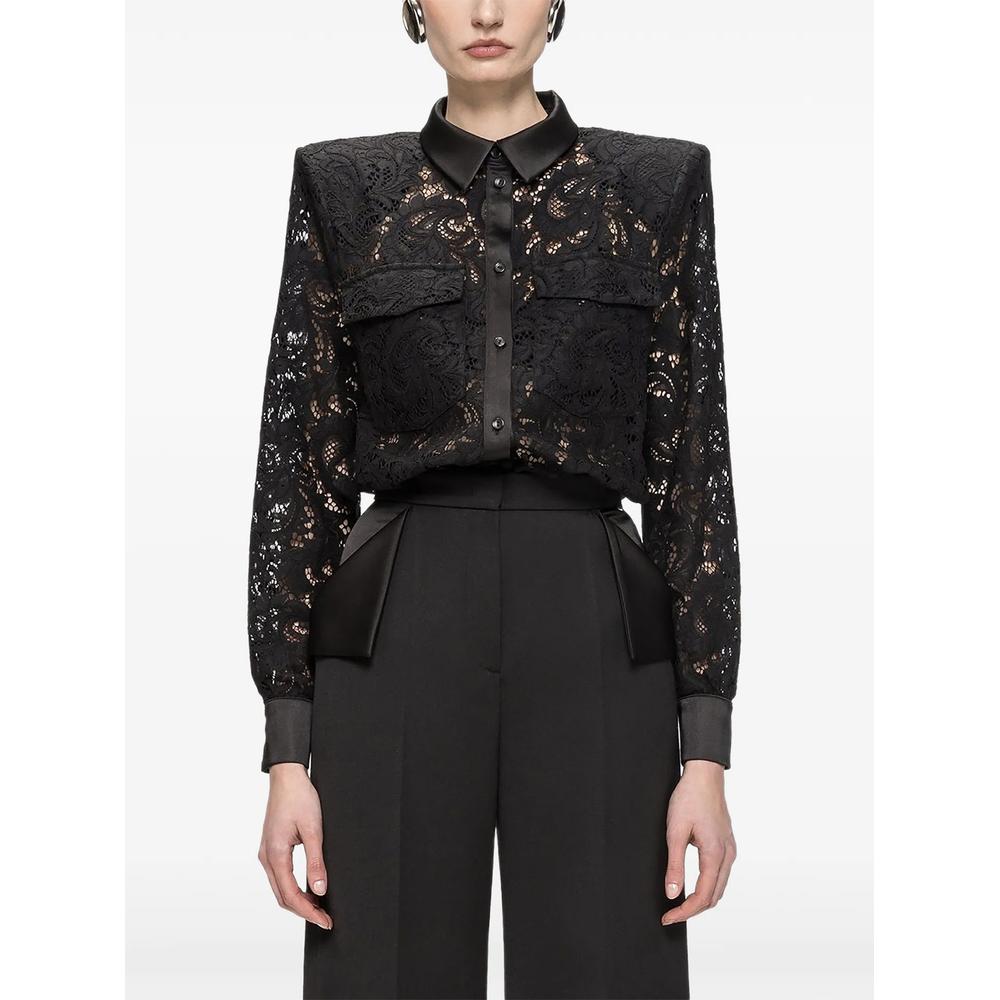 satin collar lace top 1