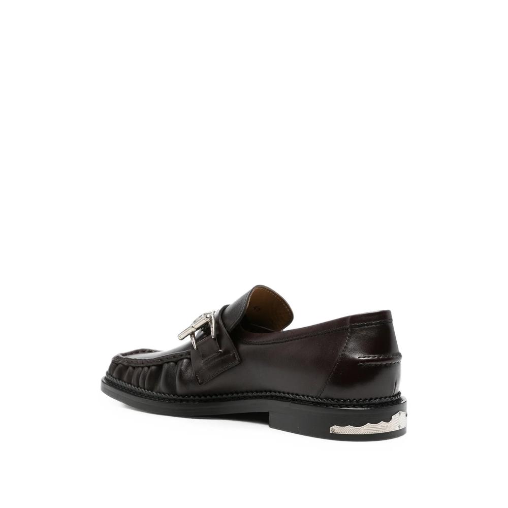 buckled chain-link leather loafers 3