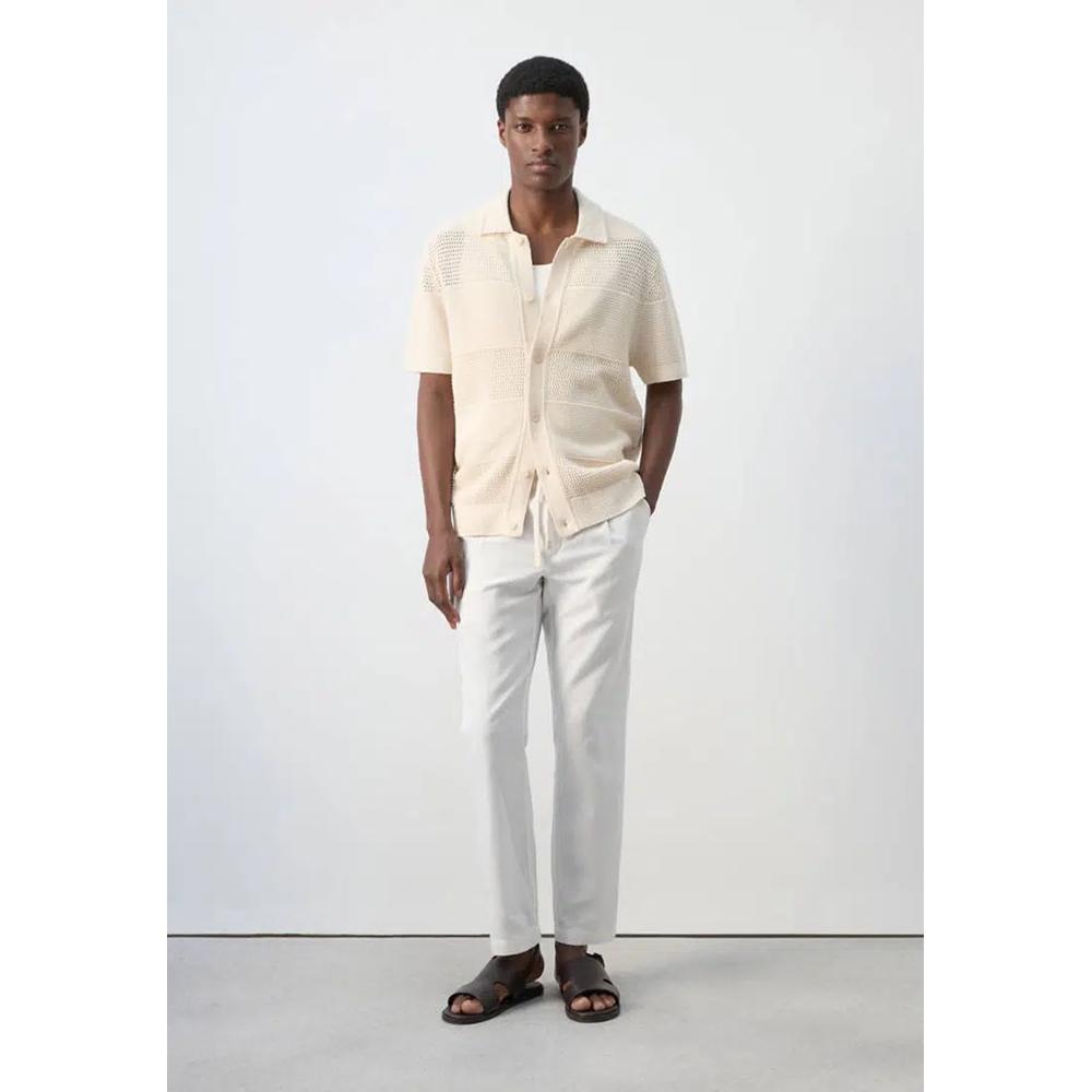 Укороченные льняно-хлопковые брюки Slim Fit 5