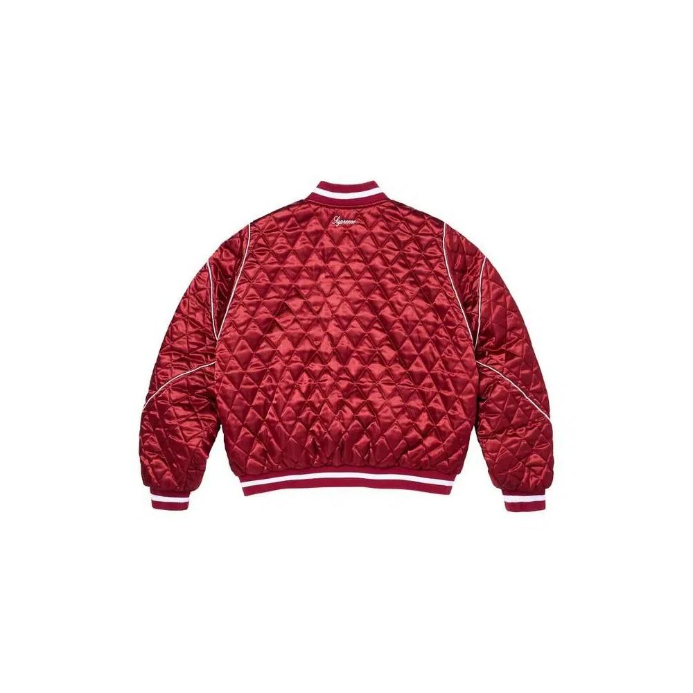 Бомберы Supreme x Champion Quilted Satin Varsity Jacket 'Dark Red' 2