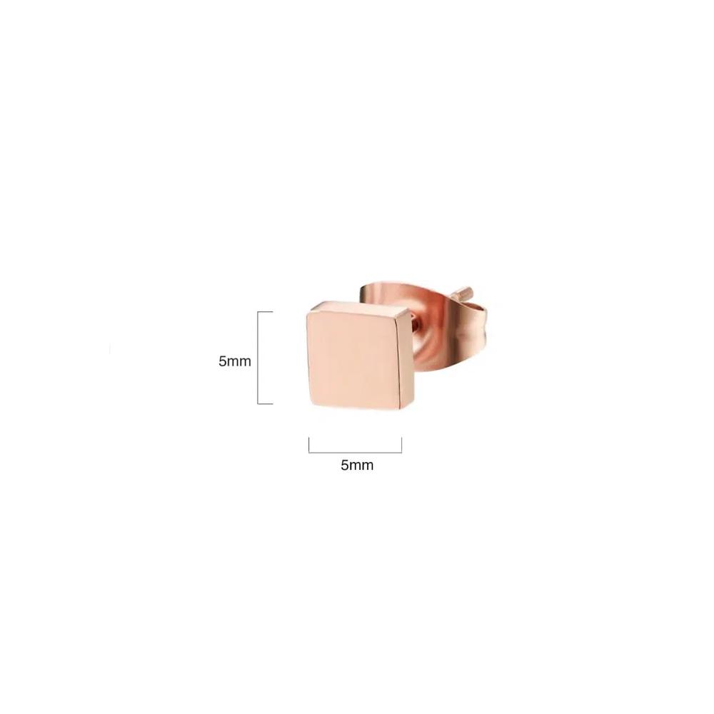 Серьги-гвоздики Solid Shapes Square Tile - Розовое золото 4