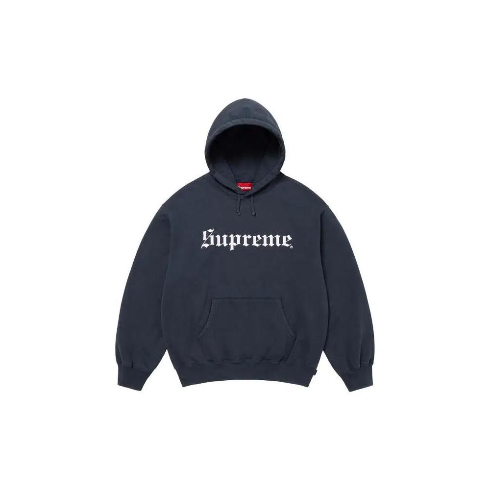 Худи Supreme Washed Old English с капюшоном 'Темно-синий' 1