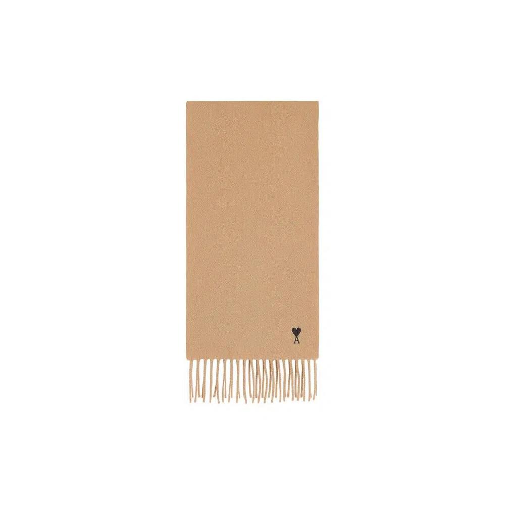 Шарфы Ami Quota Wool Scarf With De Coeur Embroidery 'Beige Mastic' 1