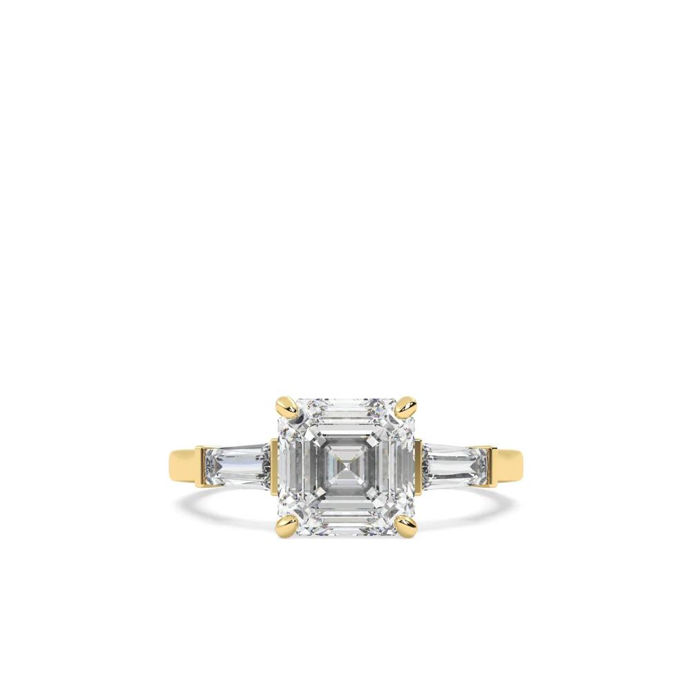 Кольцо Asscher из желтого золота с бриллиантами 1