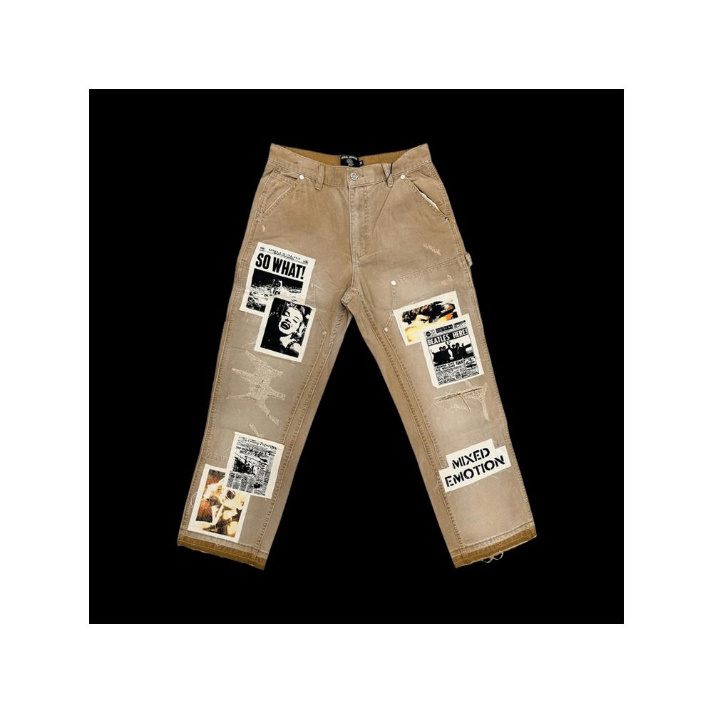 Mixed Emotion Newspaper Carpenter Pants 'Коричневый' 1