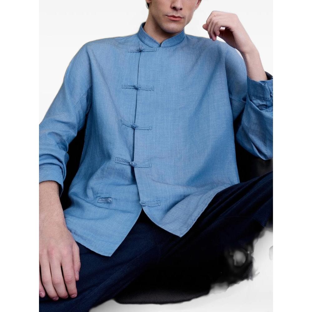 frog-fastening mandarin-collar shirt 3