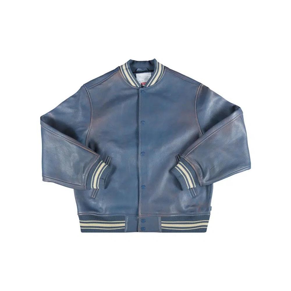 Варсити-куртки Supreme Painted Leather Varsity Jacket 'Blue' 1