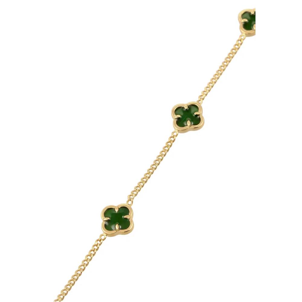 Браслет Green Enamel Cloverleaf – Серебро с позолотой 4