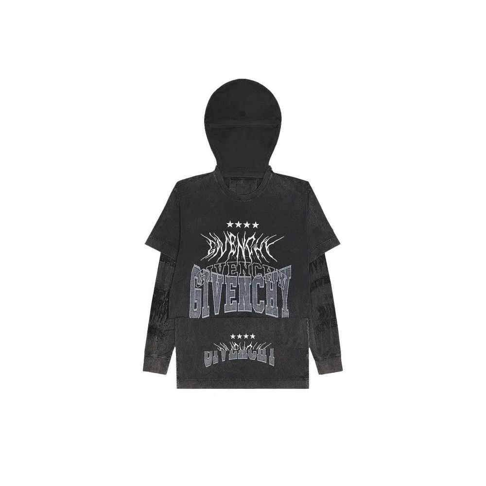 Футболки с длинным рукавом Givenchy Layered Long-Sleeve Graphic T-Shirt With Balaclava 'Grey' 1