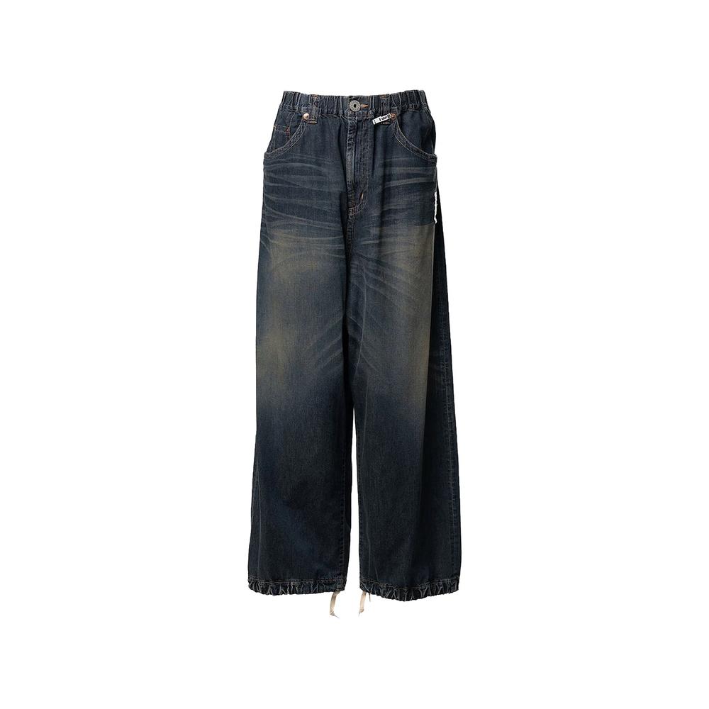 elasticated-waist wide-leg jeans 1