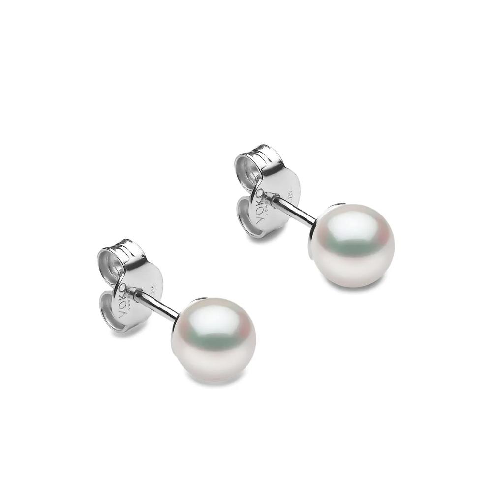 Серьги-гвоздики Classic AAA из белого золота с жемчугом 1