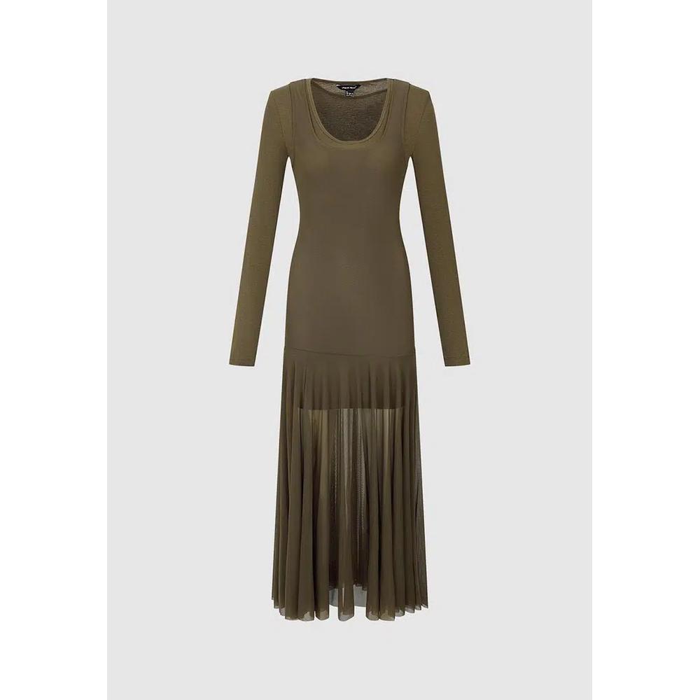 Макси-платье в складку с длинным рукавом 1