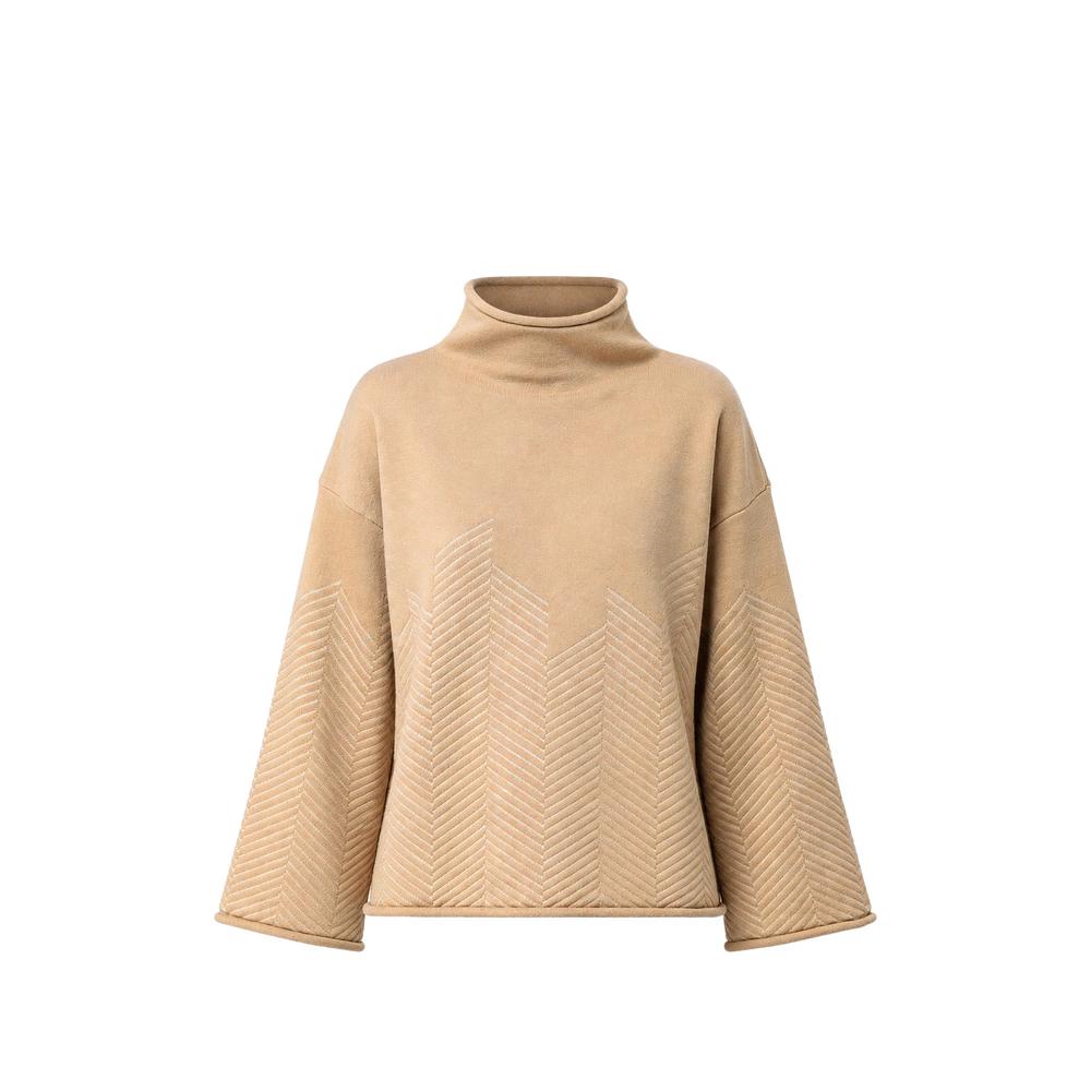 chevron-patterned high-neck sweater 1