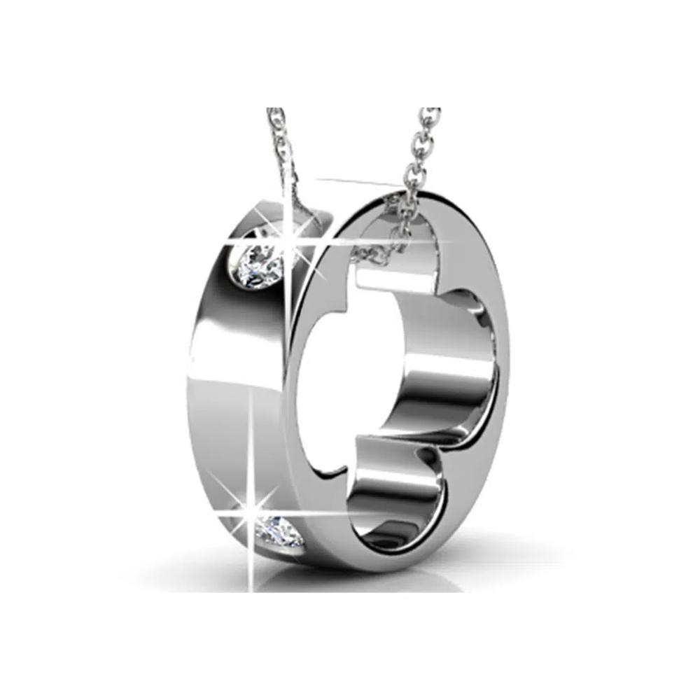 Кольцо-подвеска-ожерелье, украшенное кристаллами SWAROVSKI® — Белое золото/Прозрачный 1