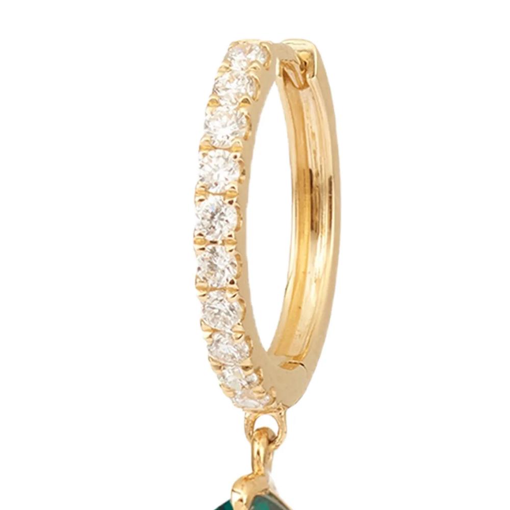Серьга Iris из желтого золота с бриллиантами и изумрудом 2