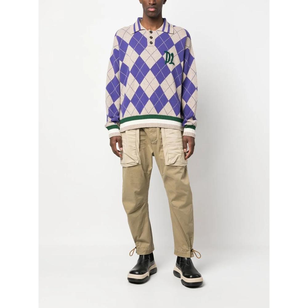 argyle check polo collar jumper 2