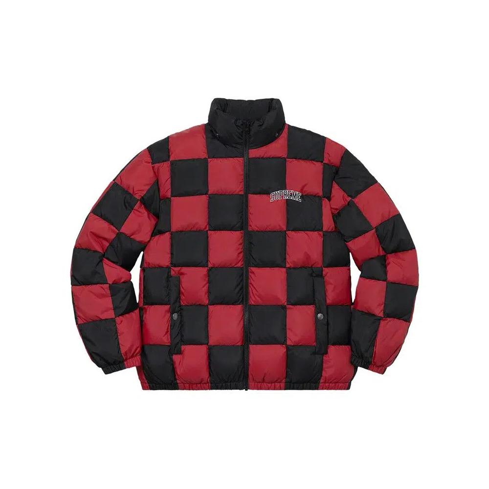 Пуховики Supreme Checkerboard Puffy Jacket 'Dark Red' 1