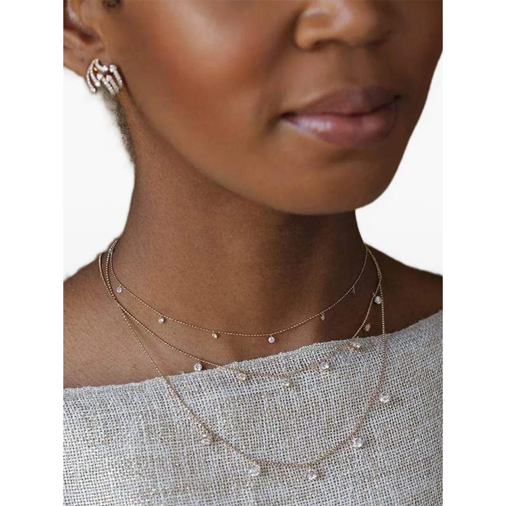 18K rose gold small Floating diamonds necklace 2