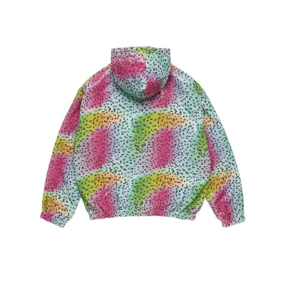 Толстовки на молнии Denim Tears StüSsy Tears Rainbow Trout Sequin Zip Hoodie 'Multi' 2