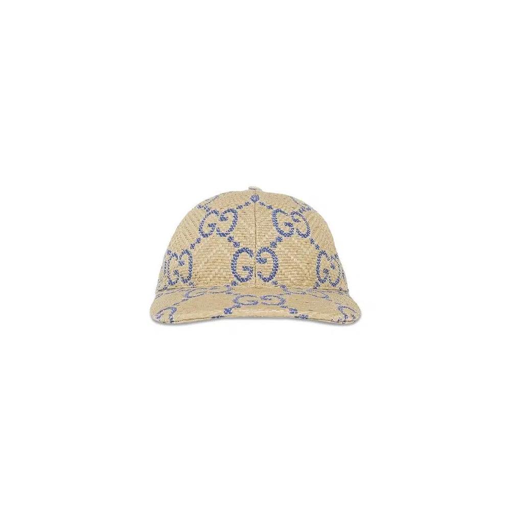 Шапки Gucci GG Raffia Effect Baseball Hat 'Blue/Beige' 1