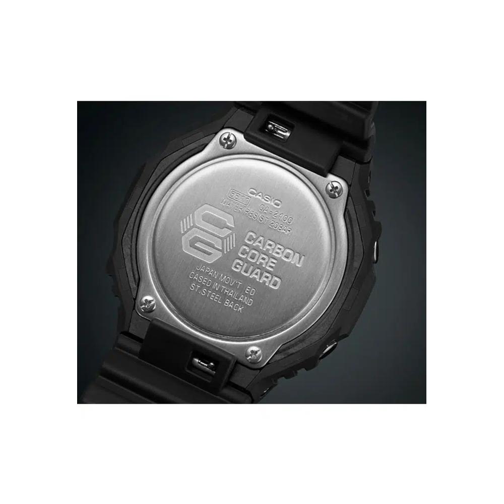 Мужские аналого-цифровые часы GA-2100-1A1DR Carbon Core Guard черный ремешок из смолы спортивные 6